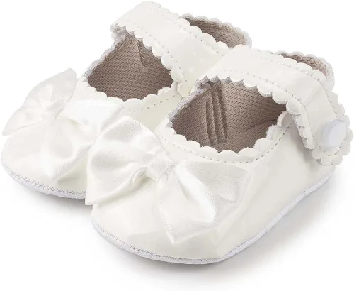 Morbido - Zapatos planos Mary Jane para bebés y niñas suela suave antideslizante con nudo de lazo zapatos de vestir de princesa para boda