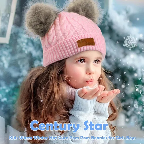 Miniatura 13 de Century Star Toddler Beanie Baby Girls Winter Hat - 6-36 Months Warm Knit Pom Pom Hats for Gils Boys
