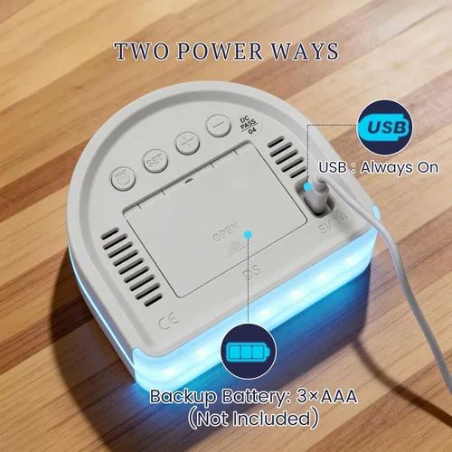 Miniatura 7 de Reloj despertador para dormir pesado: alarma súper fuerte y luz de despertador suave para adultos, niños, adolescentes Pantalla digital con tiempo