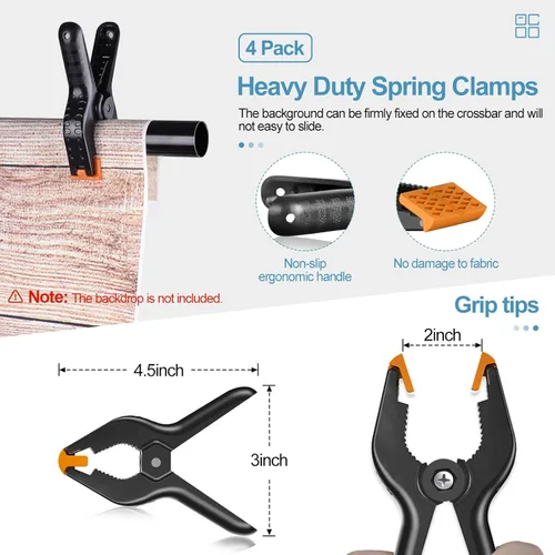 Miniatura 6 de EMART Soporte de fondo resistente de 10 x 10 pies, kit de soporte ajustable con 4 abrazaderas de fondo y bolsa de transporte, sistema de soporte