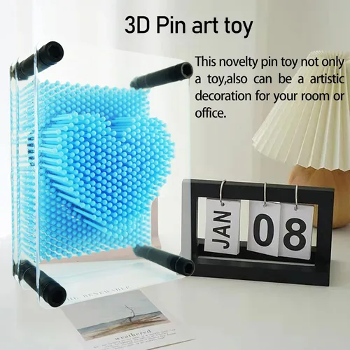 Miniatura 6 de 3D Pin Art Juguete Sensorial Tamaño 5x3.7 Pulgadas Agujas Pin Impresión Juguete Intelectual Divertido Rainbow Juguetes, Azul Claro Azul claro 5x3.7
