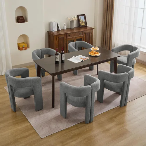 Miniatura 9 de adochr Modernas sillas de comedor de barril, silla de comedor tapizada de lino con patas de madera, sillas decorativas con brazos, cómodos sillones