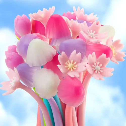 Yexiya 60 bolígrafos con diseño de flores que cambian de color, regalos para madres y profesores, bolígrafos a granel de 0.020 in, tulipán, rosa,