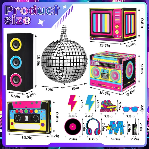 Miniatura 2 de 14 Piezas Decoraciones de Fiesta de los 80s 90s Conjunto de Favores Hip Hop Cajas de Papel Grandes Boombox Cajas de Dulces Novedosas Boom Cassette