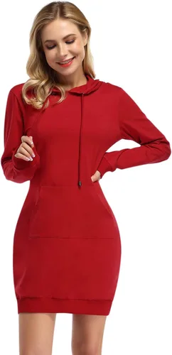 Miniatura 2 de MISSKY - Vestido informal tipo sudadera con capucha y bolsillos de canguro para mujer