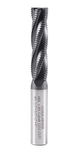 Miniatura 13 de Accusize Industrial Tools Fresa de Extremo de Desbaste M42 8% Cobalto TiAlN Diente Estándar, 3/4'' por 3/4'' por 1-5/8'' Longitud Flt, 1102-0034