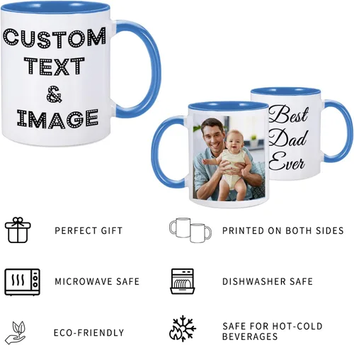 Miniatura 3 de Taza de café personalizada, taza personalizada, diseña tu propia taza con nombre y logotipo, texto fotográfico, tazas personalizadas en ambos lados