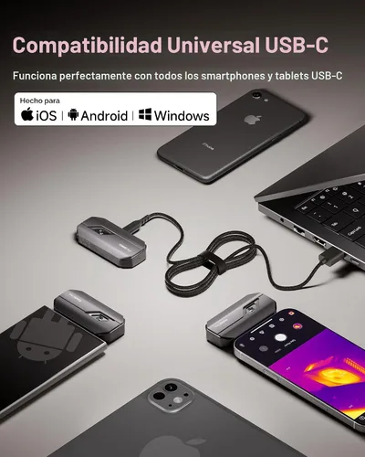 Miniatura 2 de TOPDON Cámara térmica TC002C Duo, compatible con cualquier iPhone, iPad y dispositivo Android USB-C, súper resolución de 512 x 384, cámara
