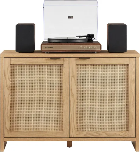 Crosley Furniture Kenji - Armario para tocadiscos con almacenamiento de vinilo, soporte multimedia, organizador moderno para el hogar, color