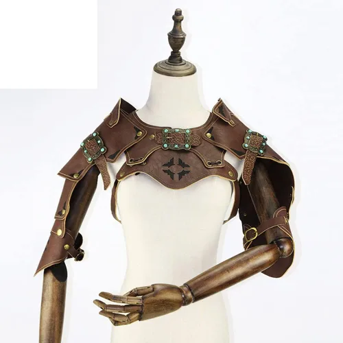 Miniatura 6 de WORUETE Armadura steampunk medieval, chaleco de capa vintage, guerrero vikingo, armadura de pecho para el hombro, para actuaciones en escenario
