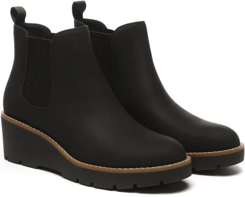 Miniatura 6 de Athlefit - Botines Chelsea, para mujer, de cuña, elásticos, con plataforma, suela dentada, sin cordones