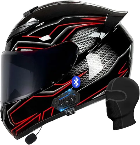 Miniatura 15 de Casco abatible con Bluetooth de cara completa para motocicleta, Bluetooth integrado, aprobado por DOT/ECE, múltiples rejillas de ventilación