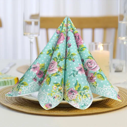 Miniatura 2 de Servilletas de papel florales, 40 servilletas de cóctel de 2 capas, 6.5 x 6.5 pulgadas plegadas/13 x 13 pulgadas desplegadas, servilletas
