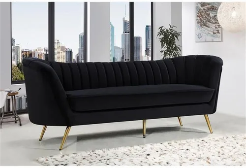 Miniatura 2 de Meridian Furniture Colección Margo Modern Sofá tapizado de terciopelo contemporáneo con acolchado de canal profundo y patas de acero inoxidable
