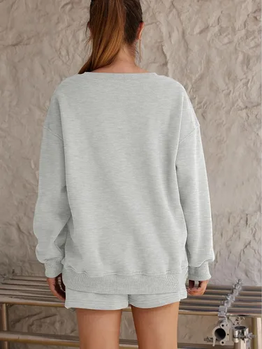 Miniatura 3 de AUTOMET Conjunto de 2 piezas para mujer, conjunto de descanso de dos piezas, conjunto de sudadera a juego, cómodo, conjunto corto, ropa de moda