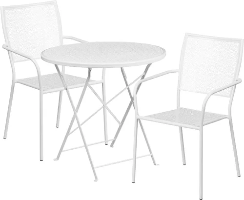 Miniatura 6 de Flash Furniture Juego de mesa de patio plegable de acero para interiores y exteriores de 30 pulgadas de grado comercial con 2 sillas cuadradas