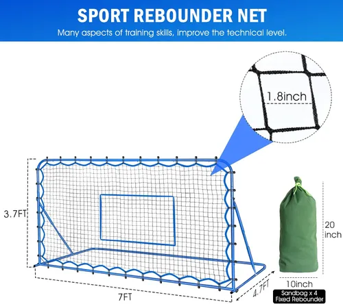 Miniatura 9 de Soccer Baseball Rebounder Net, Soccer Goal Net, Volleyball Softball Rebound Pitchback Net Quick-Switch Angle Training for Control, Passing Practice