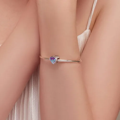 Miniatura 5 de VOROCO Dije de plata de ley 925 con forma de corazón para pulsera, Navidad, día de la madre, cumpleaños, joyería perfecta para mamá, abuela, hija