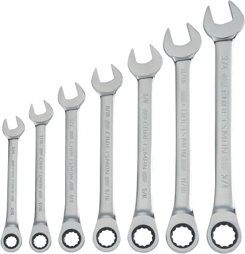CRAFTSMAN Juego de llaves de trinquete combinadas de 7 piezas, 12 puntos estándar SAE (CMMT87020)