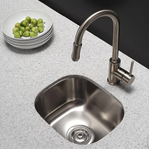 Miniatura 10 de Kraus Premier KBU17 Fregadero de cocina de acero inoxidable de calibre 18, de un tazón, de montaje por debajo para barra de cocina, 35.56 cm