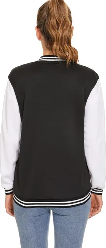 Miniatura 5 de Chamarra de béisbol para hombre, conjunto de 2 piezas con estampado personalizado para mujer, Negro, L