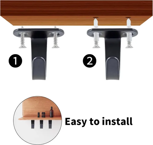 Miniatura 5 de 12 ganchos de acero inoxidable para debajo del estante con tornillos, ganchos de techo, ganchos de montaje superior para toalla/bata, gancho