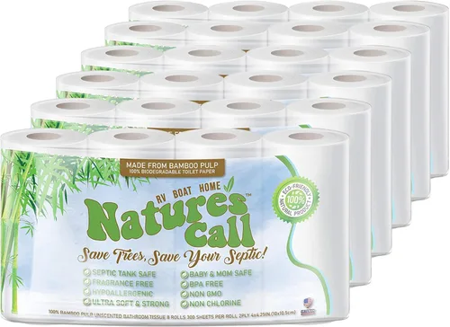 Nature's Call - Papel higiénico para vehículos recreativos, barcos y hogar, 2 capas, suave, fuerte, seguro para tanques y de disolución rápida,