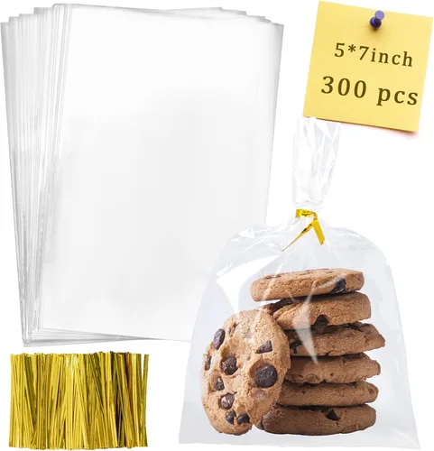 Miniatura 11 de Labeol 300 bolsas de celofán de 6 x 9 pulgadas, 5 x 7 pulgadas, 4 x 6 pulgadas, bolsas de celofán con lazos, bolsa de regalo transparente, bolsas