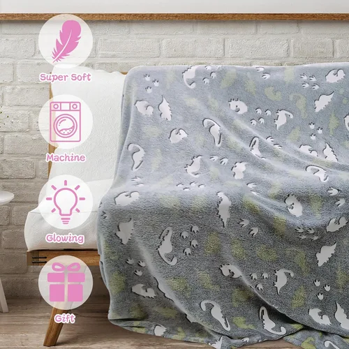 Miniatura 5 de LAT - Manta que brilla en la oscuridad, de franela de felpa supersuave y mullida para niñas y niños, para todas las estaciones, para cama o sofá, 50