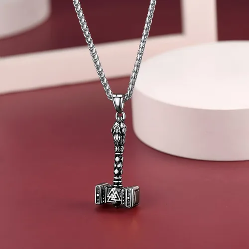 Miniatura 8 de FaithHeart Viking Thor's Hammer Talismán Collar para hombre, colgante de amuleto nórdico vintage de Mjolnir con cadena de trigo resistente, joyería