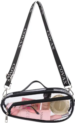 COVAX Bolso cruzado transparente, aprobado por estadios para conciertos, festivales L-negro-4