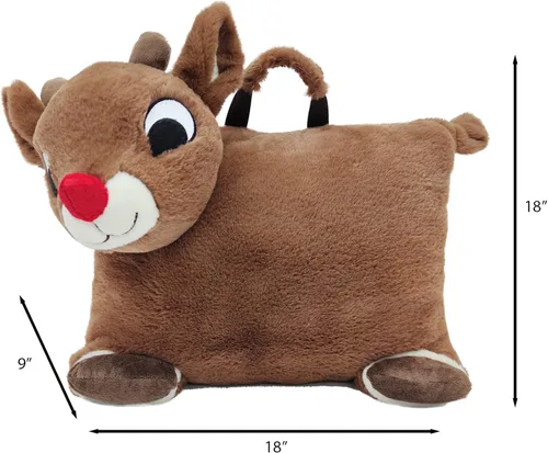 Miniatura 2 de Animal Adventure® Rudolph The Red-Nosed Reindeer® Rudolph Character Cuddle Combos™ 2 en 1 Stow-n-Throw Cuddle Bud con asa de transporte