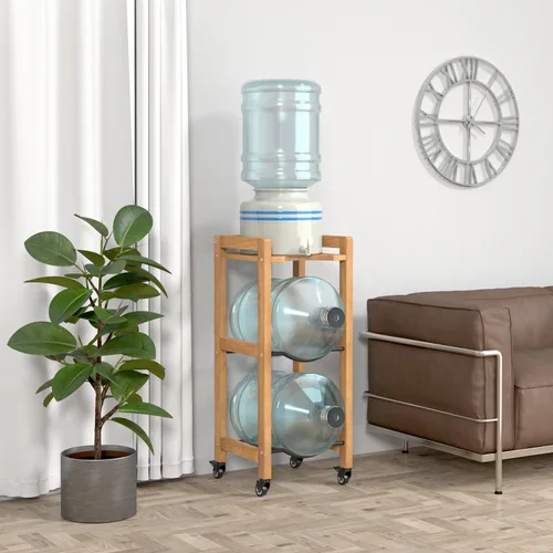 Miniatura 8 de Soporte para jarra de agua de 3 niveles de 5 galones con estante superior, 4 ruedas de metal o patas ajustables, soporte de piso dispensador de agua