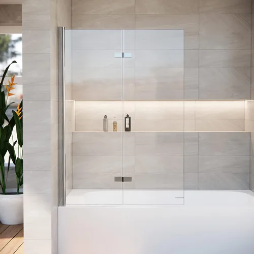 Miniatura 11 de Puerta de ducha con columpio para bañera, 30 pulgadas de ancho x 55 pulgadas de alto, puerta de baño con sello inferior, puerta de vidrio plegable
