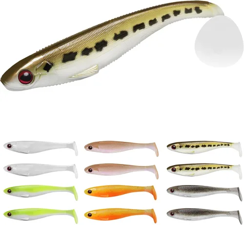Miniatura 17 de TRUSCEND Shadtale Easy Catch Soft Fishing Lures, Unique Vibration and Action for Various Rigs, Paddle Tail Swimbaits Trailer for Bass, Trout