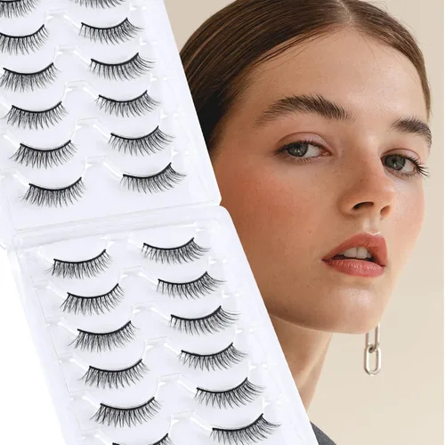 Miniatura 5 de BYUVEVSR Pestañas postizas de visón en racimo de gato, 0.276 in, pestañas de ojo de zorro, aspecto natural, esponjosas, tira rusa rizada, pestañas