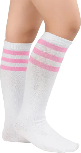 Miniatura 2 de American Trends Calcetines deportivos para niños y niñas, a rayas, hasta la rodilla, para fútbol, béisbol, sóftbol, para niñas pequeñas