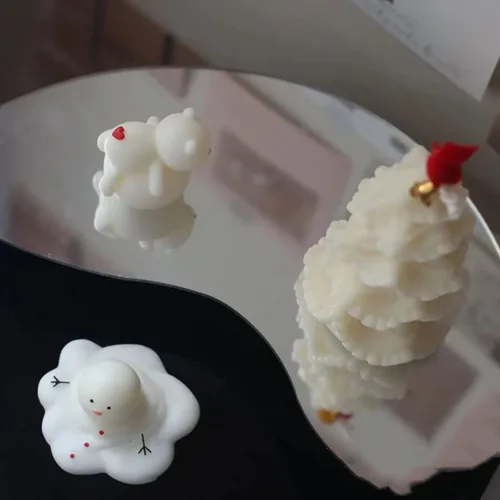 Miniatura 6 de Molde de silicona TOPYS para hacer velas con diseño de muñeco de nieve abstracto y adorable, decoración de fiesta de Navidad, forma de vela de epoxi