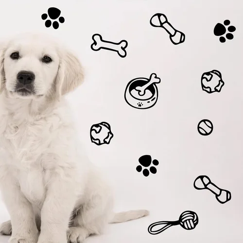 Miniatura 6 de Calcomanías de pared con diseño de pata de perro, juguete de perros, calcomanías de pared de vinilo extraíbles, calcomanías de huellas de perros