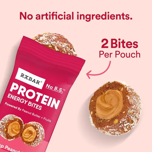 Miniatura 6 de RXBAR Protein Energy Bites, bolas de proteína sin gluten, mantequilla de maní y fresa, caja de 21.1 onzas (24 bocados)