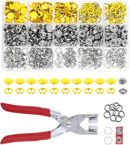Miniatura 29 de Kit de botón de presión de metal Mandala Crafts - Botones a presión y herramienta de cierre a presión - Cierres coloridos de 9.5mm para coser, ropa