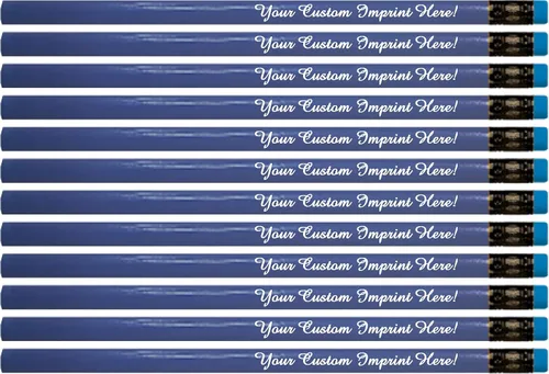 Express Pencils™ Lápices personalizados redondos de colores neón impresos con tu nombre, texto, logotipo, mensaje, 12 unidades, incluye Azul neón