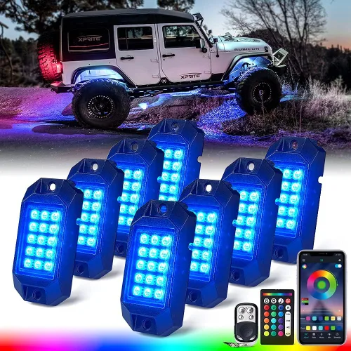 Miniatura 9 de Xprite - Kit de luces LED RGB bluetooth con controlador RF, luces neón multicolor intermitentes que sincronizan con la música para vehículos