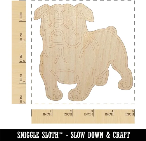 Miniatura 2 de Bulldog Inglés de pie de perro de pie con forma de madera sin terminar para proyectos de manualidades de bricolaje, 1/8 de pulgada de grosor