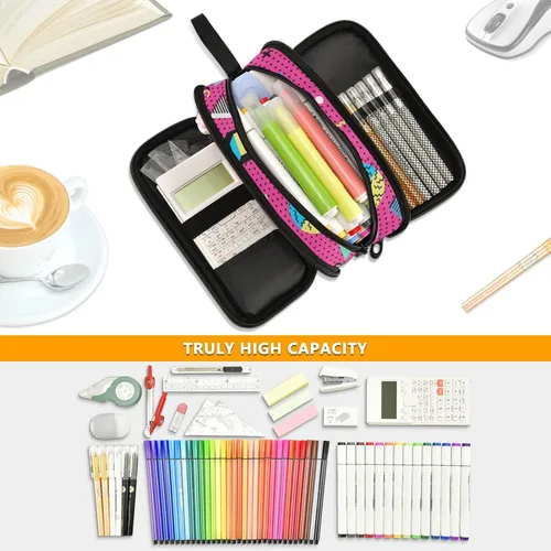 Miniatura 5 de Estuche para lápices de gran capacidad de los años 80 y 90, bolsa para lápices, oficina, escuela, bolsa grande para bolígrafos con almacenamiento