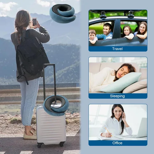 Miniatura 5 de Almohada de cuello avión, almohada de viaje, almohada de avión, almohada de viaje de espuma viscoelástica, almohada de cuello de viaje para aviones