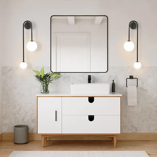 Miniatura 7 de Lámpara de Pared Moderna con Globo de Vidrio de 2 Luces, Aplique de Pared de Latón Doblemente Cepillado, Iluminación de Mediados de Siglo, Lámpara