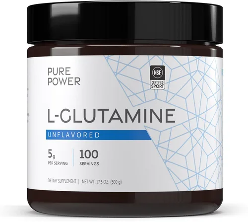 Pure Power L-glutamina, sin sabor, 17.6 oz (500 g), 100 porciones (1 tarro), 0.18 oz por porción, sin OMG, certificado NSF para deportes, Dr. Mercola