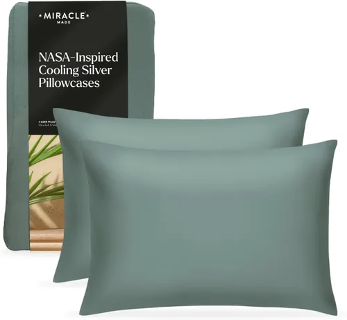 Miniatura 12 de Miracle Made Luxe - Fundas de almohada refrescantes, paquete de 2, limpias y 300 hilos, protector transpirable para pieles sensibles, fundas