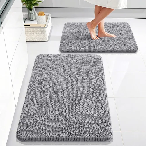 Miniatura 235 de OLANLY Juego de alfombras de baño de 2 piezas, alfombras de baño de chenilla suave y absorbente y alfombra de contorno en forma de U para inodoro